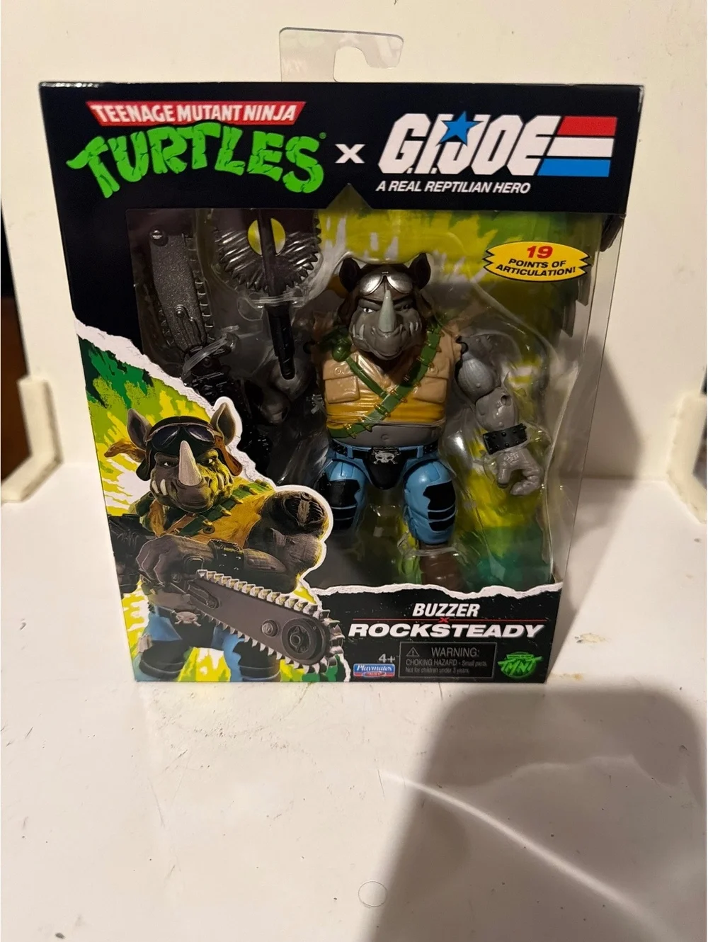 Buzzer Rocksteady Action Figure with 19 Points of Articulation